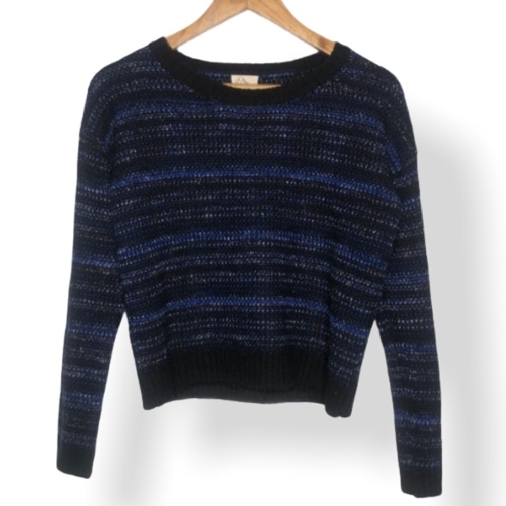 Andrea Jovine Navy Blue Striped Chunky Knit Sweater Small